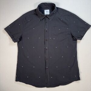Katin Shirt Men's L Gray Geometric Embroidery 100% Cotton Pocket Button Up